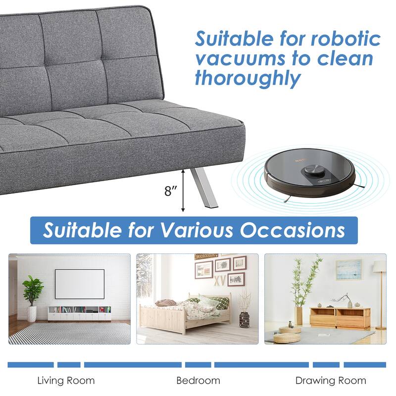Costway Convertible Futon Sofa Bed Adjustable Sleeper with Stainless - See Details