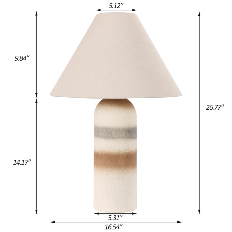 Painted Ceramic Accent Table Lamp with Cone Linen Shade
