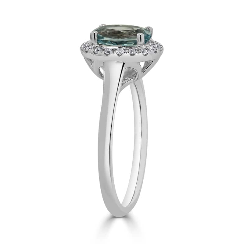 Auriya Classic 5/8ct Oval Aquamarine and Halo Diamond Engagement Ring 1/8cttw 14k Gold