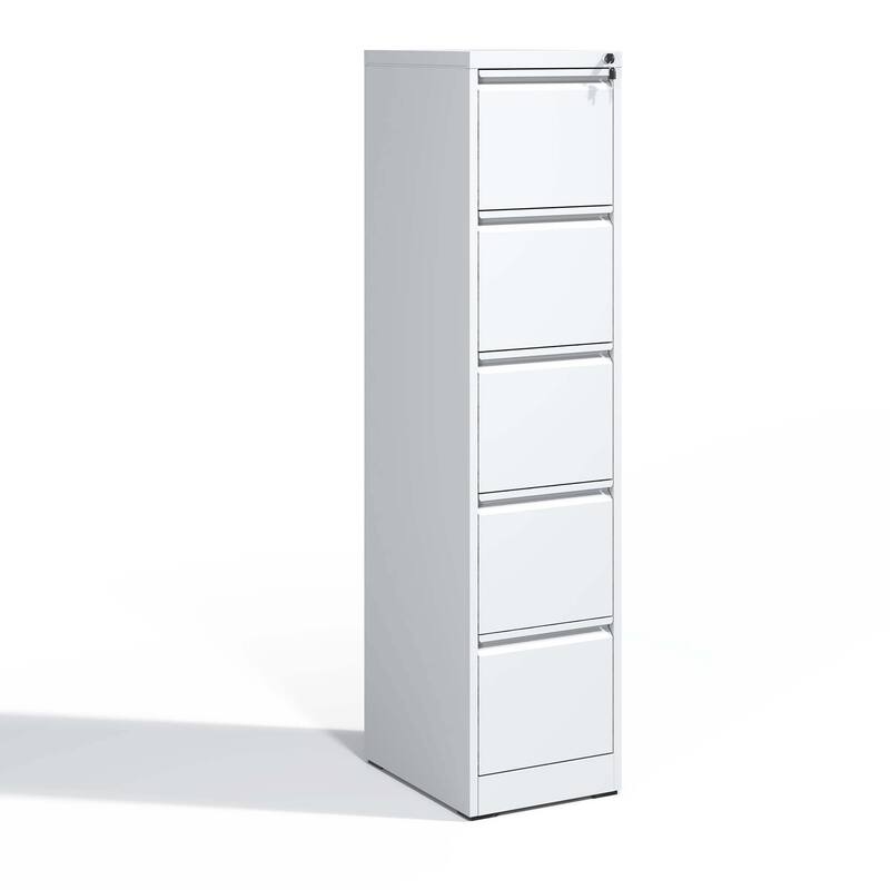 Modern Filing Cabinet, Vertical Filing Cabinet with 5 Drawers, Anti-Tilt System and Locks, for Home Office