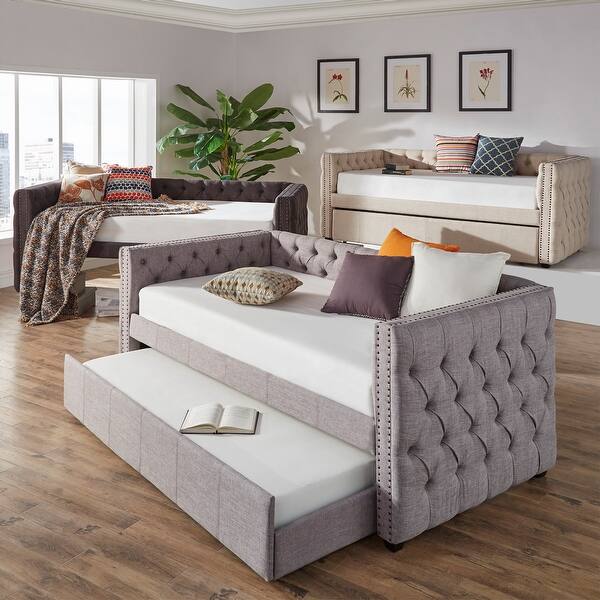 slide 2 of 76, Knightsbridge Twin Tufted Nailhead Daybed by iNSPIRE Q Artisan