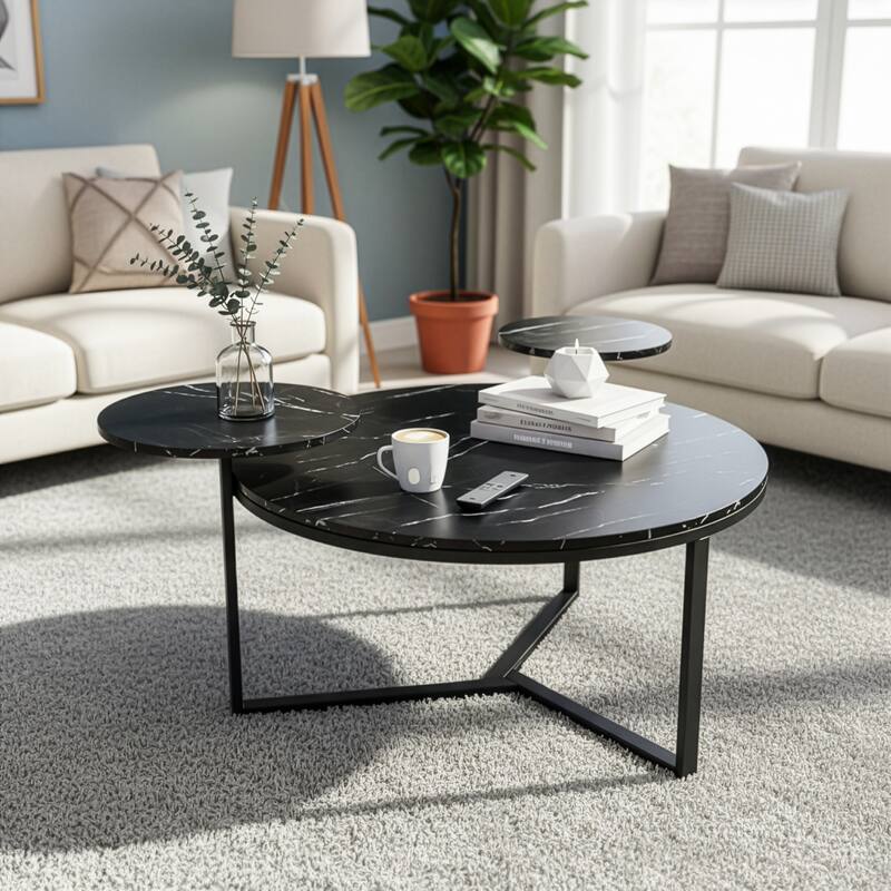 Modern coffee table with two display shelves