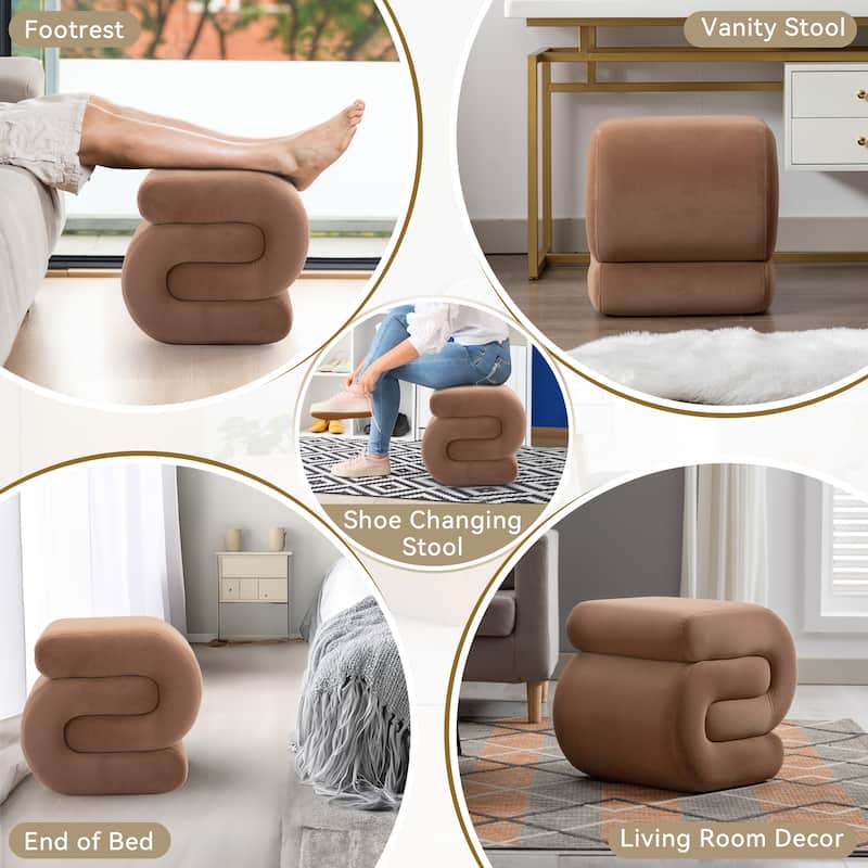 Modern S-shape Ottoman Makeup Stool Footstool for Living Room,Bedroom