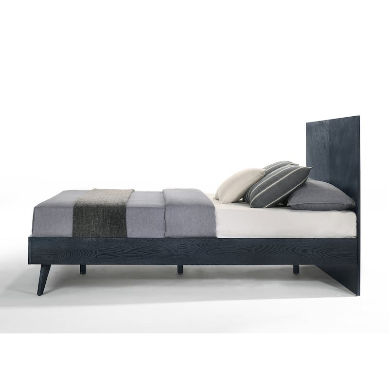 Cid Coy King Size Platform Bed, Ash Veneer with Crown Cut Pattern, Gray