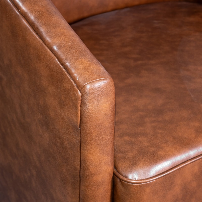Traditional Club Style Upholstered Accent Chair with 360° Swivel Metal Base