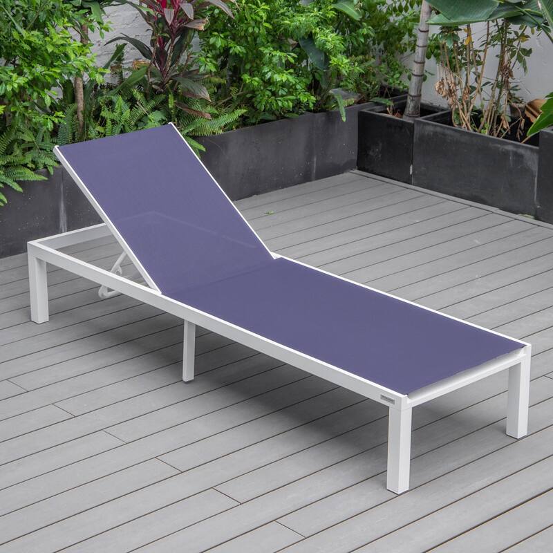 Aluminum Beach Pool Sun Lounge Chair Sling Mesh Fabric Reclining Stackable Lounger Chair