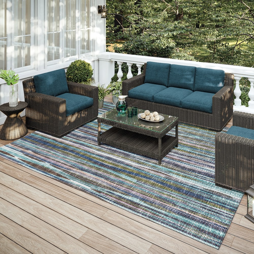Indoor/Outdoor Waverly Modern Stripes Washable Rug