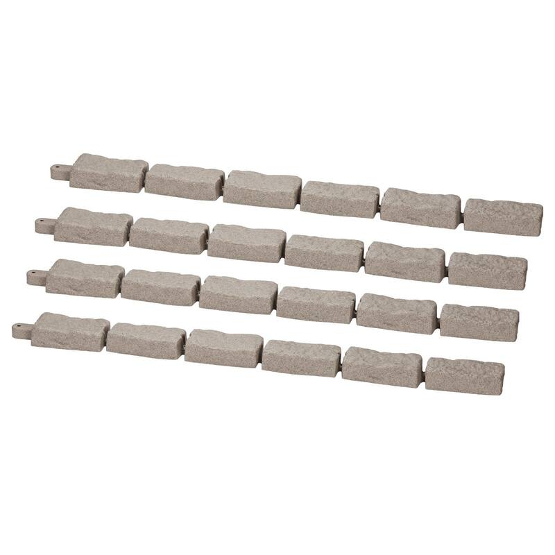 Beige Plastic Stone Landscape Edging 4 Pack with Realistic Texture and Easy Install - 46.46×3.74×2.24 in