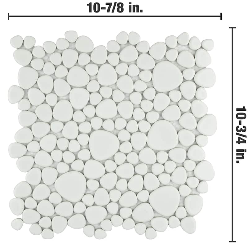 Merola Tile Pebble White 10-3/4" x 10-7/8" Porcelain Floor and Wall Tile