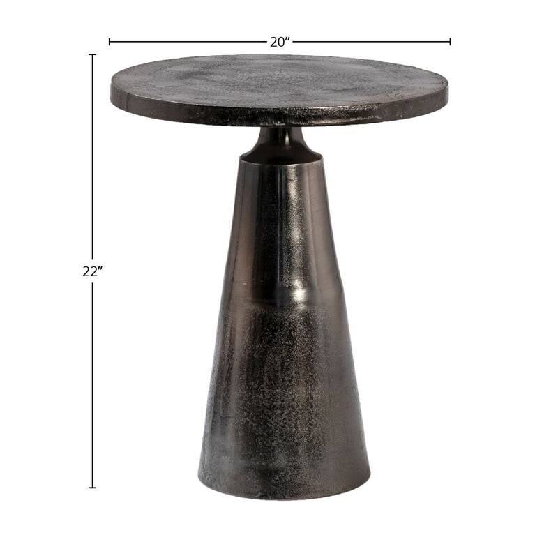 Jett 20" Round Aluminum Black Nickel Pedestal Base Side Table