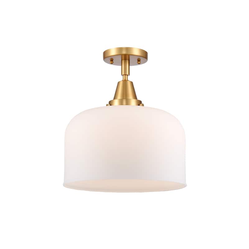 Innovations Lighting Caden Bell - 1 Light 12" Flush Mount - Satin Gold/Matte White