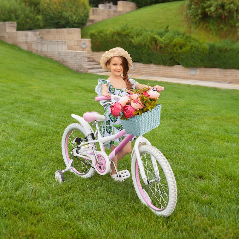 Small Front Bike Basket, Picnic Wicker Basket with Handle - 9.75"D x 7"W x 6"H