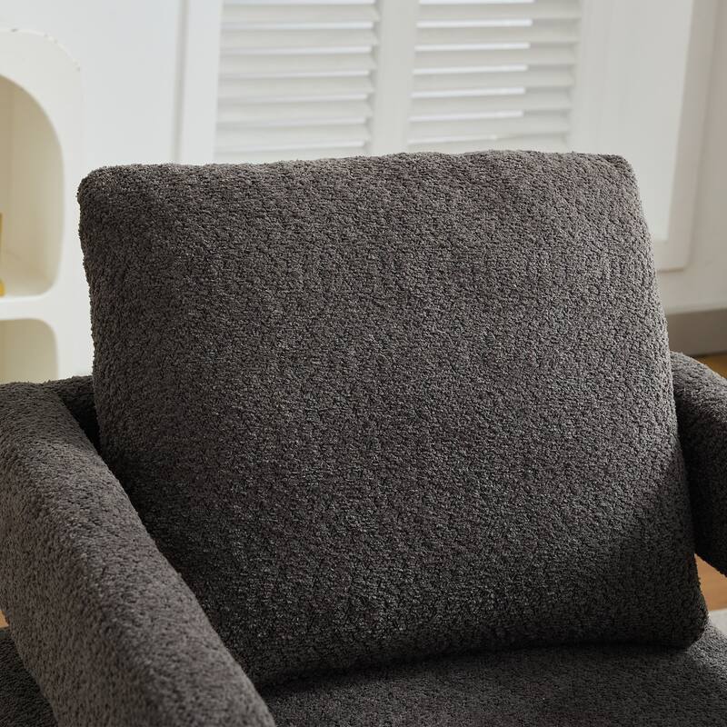Boucle Square Swivel Accent Chair, Reading Armchair with Open Back, Lounge Club Chair with Removable Back Cushion