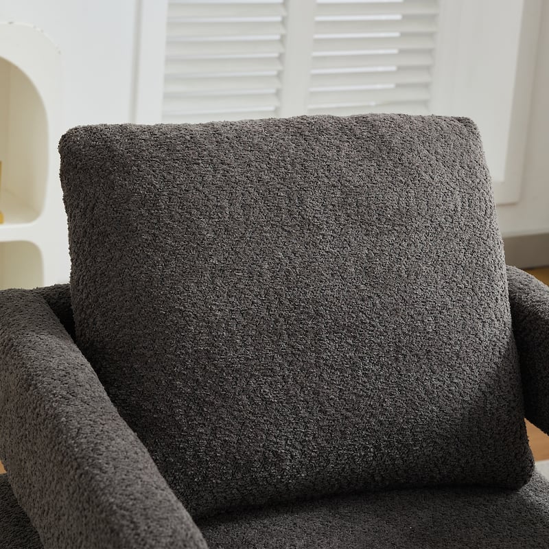 Roomfitters 29.13" Square Swivel Accent Chair, Modern Open Back Boucle Lounge Club Chair, 360° Rotation