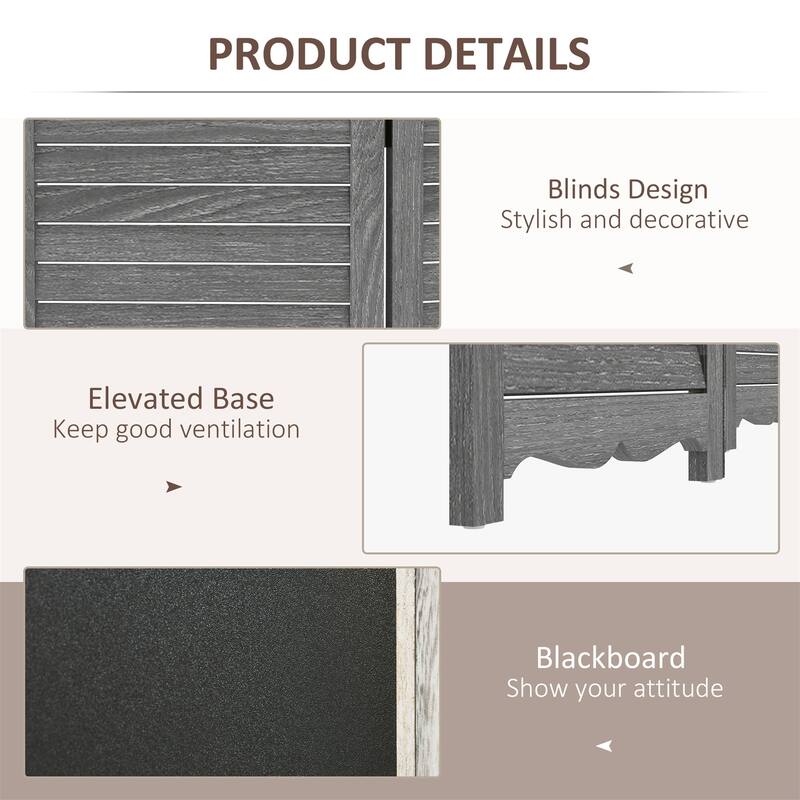 4-Panel Folding Room Divider with Blackboard