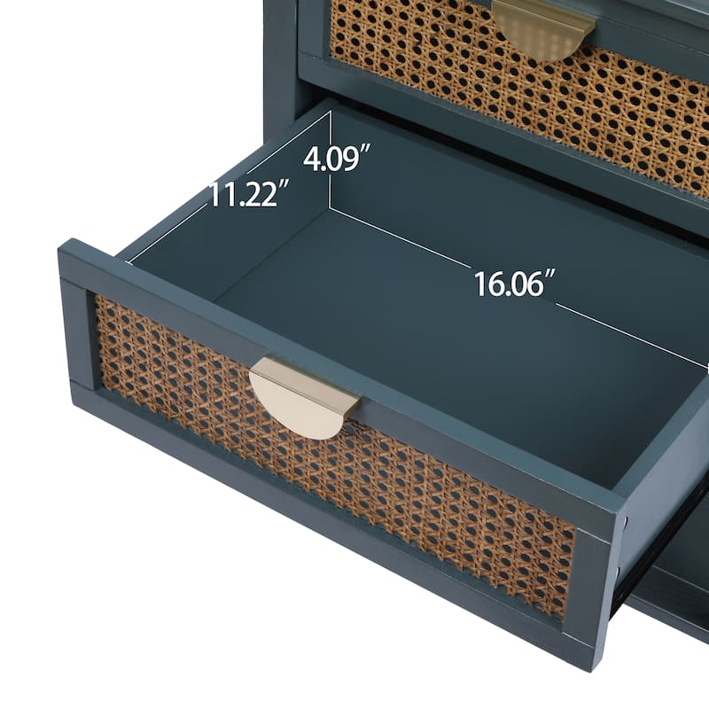2 Drawer Side table,Naturel Rattan,End table,Suitable for bedroom, living room, study