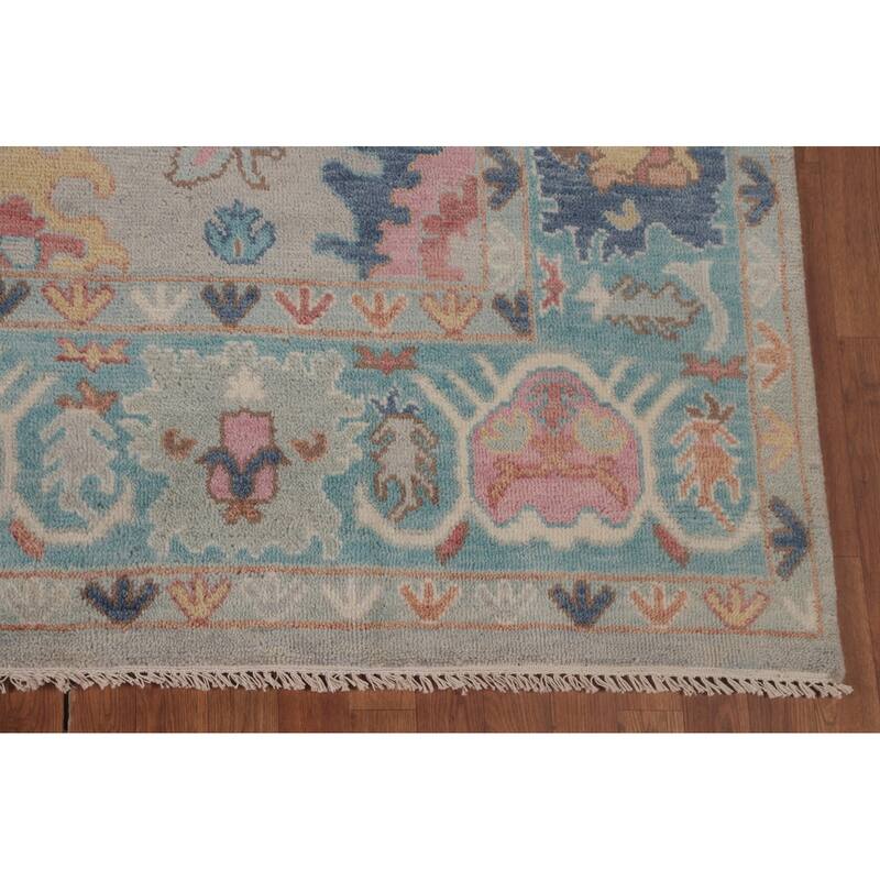All-Over Oushak Indian Area Rug Handmade Wool Carpet - 7'11"x 9'11"
