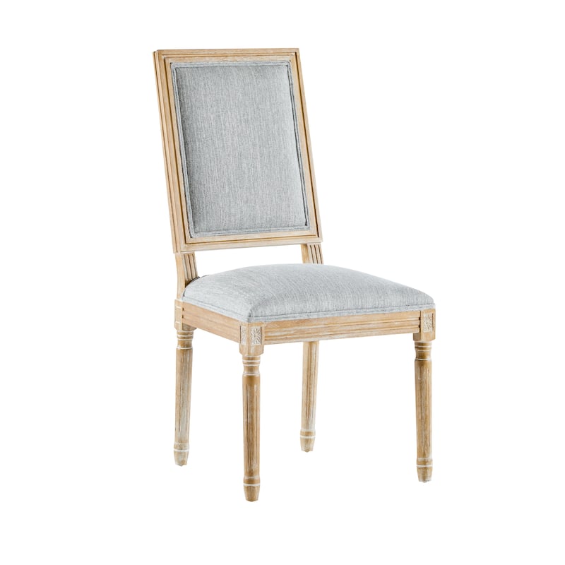 [Set of 4] French Country Dining Chairs - Elegant Cane Backrest & Upholstered Seats with Fluted Legs- Solid Rubberwood Frame