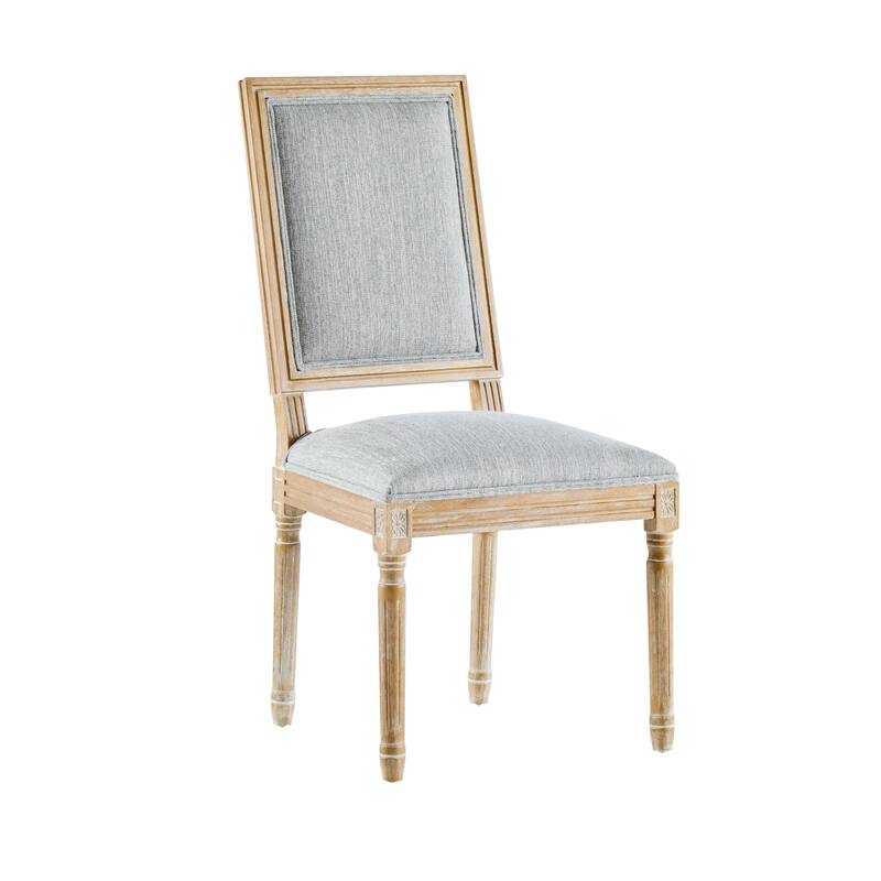 [Set of 6] French Country Dining Chairs-Elegant Cane Backrest & Upholstered Seats with Fluted Legs - Solid Rubberwood Frame