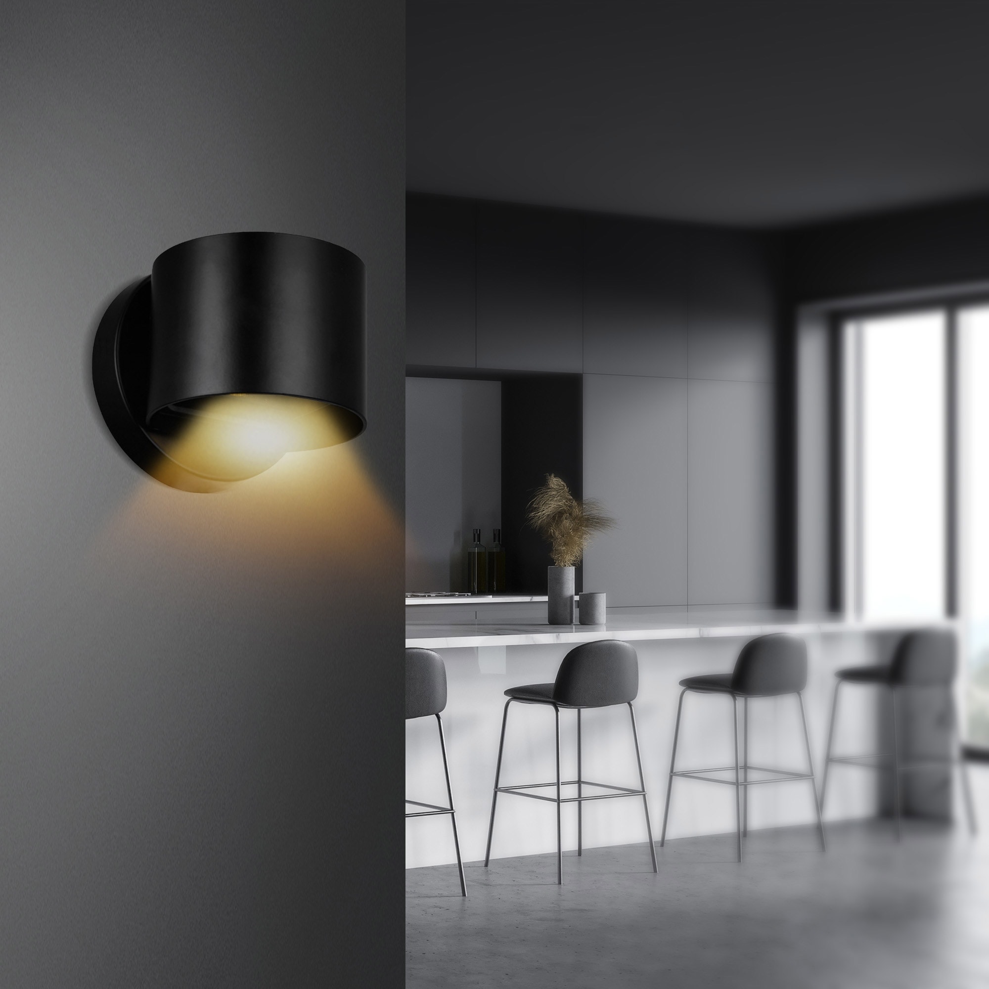 CWI Lighting Lilliana Integrated LED Round Black Wall Sconce