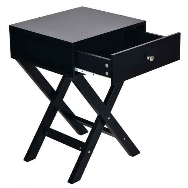 X Shaped Structure Side Nightstand with Drawer