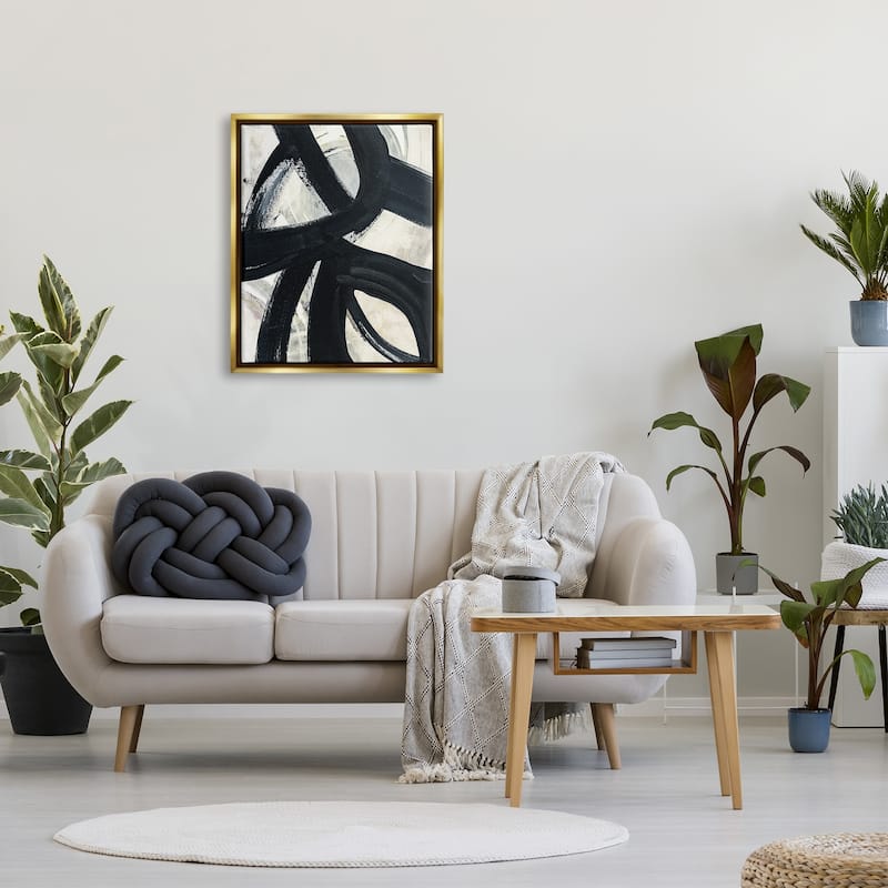 Stupell Dynamic Modern Black Paint Strokes Bold Abstract Floater Frame, Design by Susan Jill