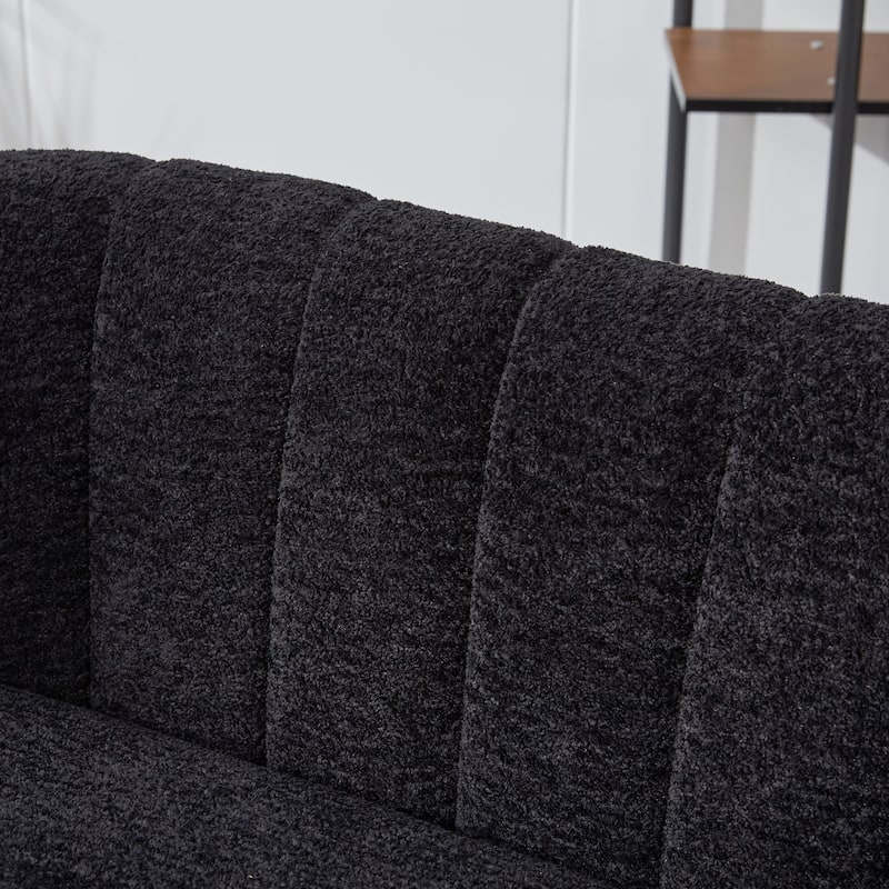 50.2"W Upholstered Mini Loveseat Accent Couch, Small Settee with Metal Legs, Channel Tufted 2-Seater Sofa