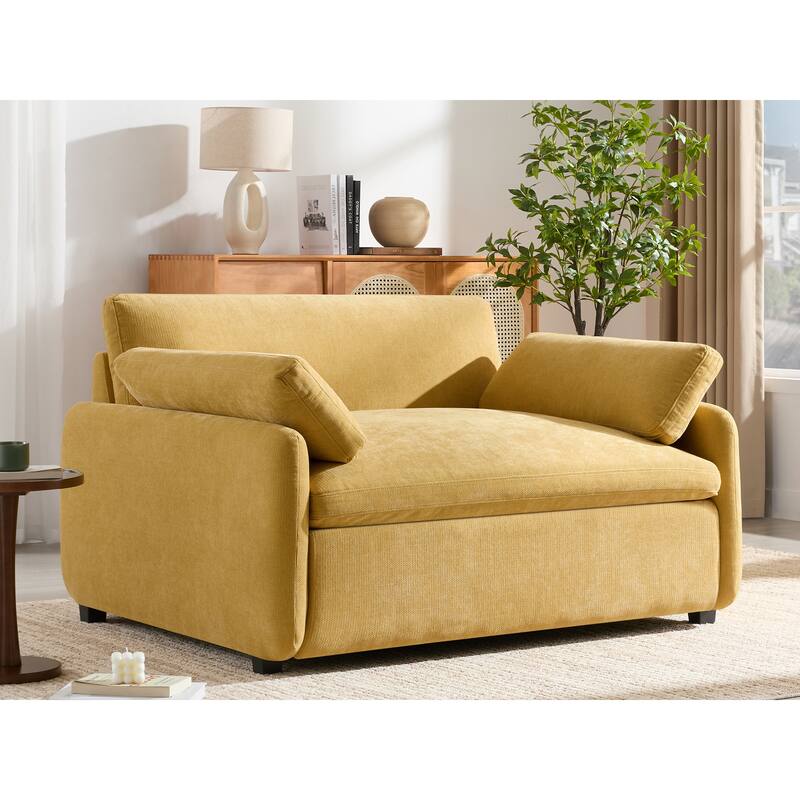 Roomfitters 50" Oversized Chenille Accent Chair, Wide Deep Seat Single Sofa, Modern Upholstered Lounge Chair with Pillows