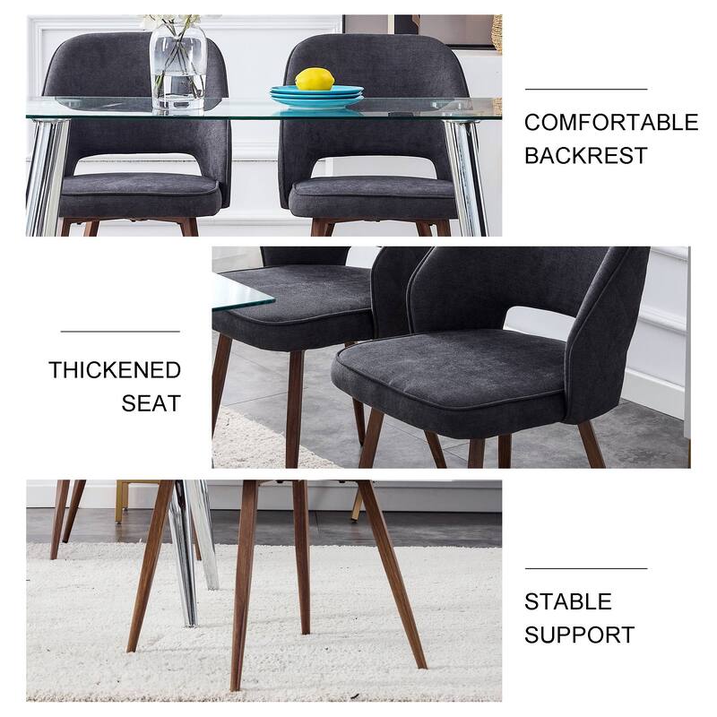 Linen Accent Chair,Leisure Chairs, Upholstered Side Chair with Metal Legs
