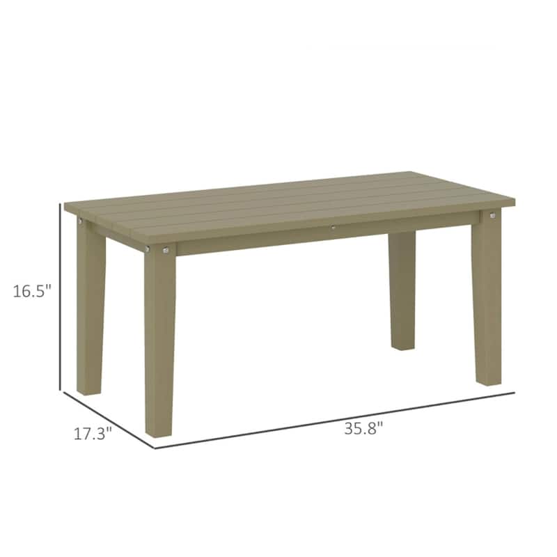 HDPE Outdoor Coffee Table with Slatted Table Top - 35.8" L x 17.3" W x 16.5" H