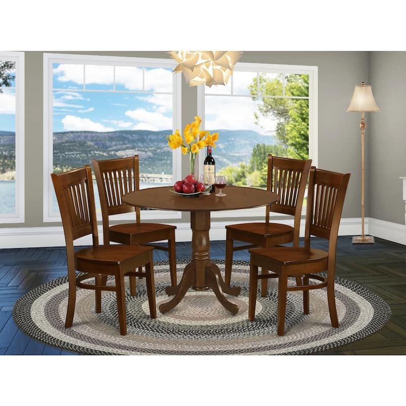 Round Kitchen Table Set for 4 - 5 Piece Dining Set with Chairs - Espresso Finish - Compact Dinette Table