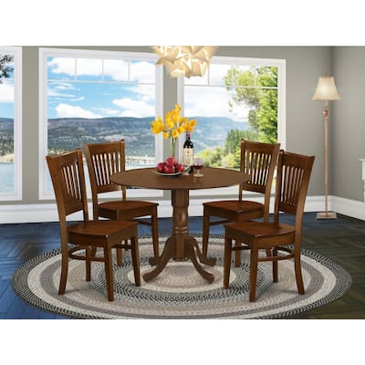 Round Kitchen Table Set for 4 - 5 Piece Dining Set with Chairs - Espresso Finish - Compact Dinette Table