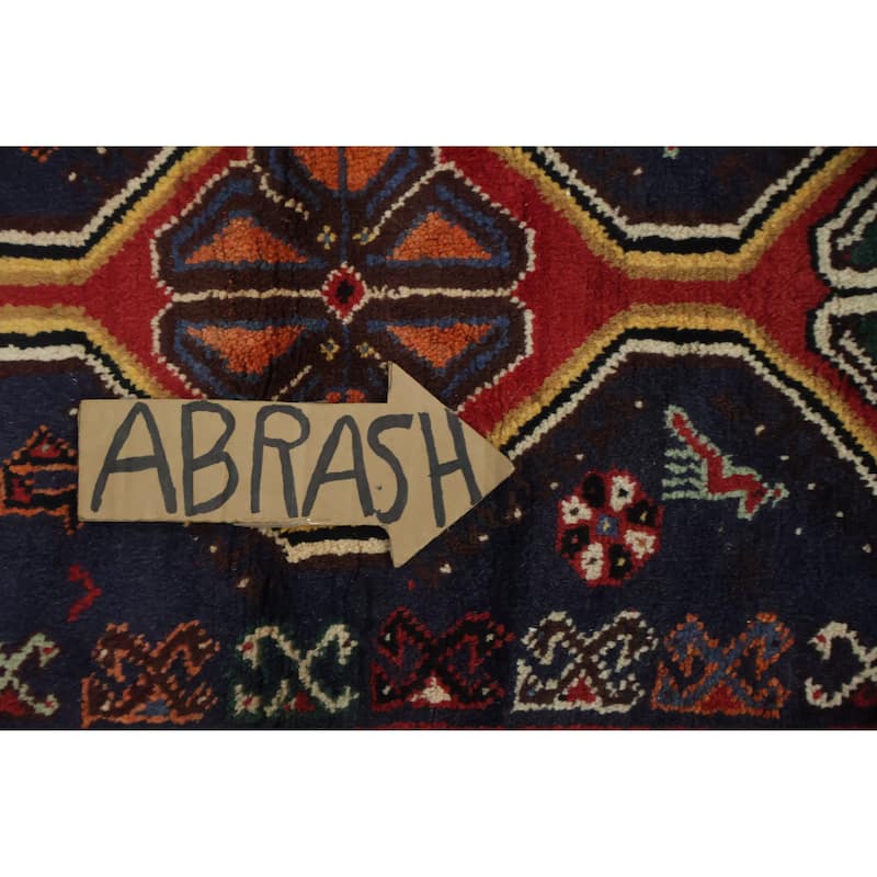 Hand Knotted Oriental 100% Wool Carpet Traditional Tribal Navy Blue & Blues Balouch Runner Rug - 10' 6'' X 1' 11''