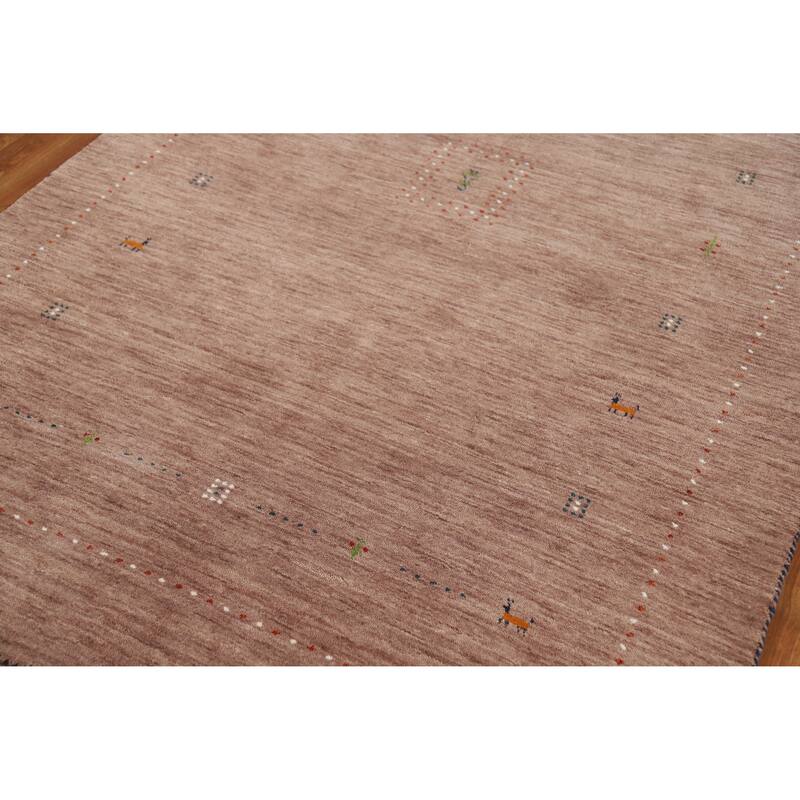 Tribal Gabbeh Indian Area Rug Hand-Knotted Brown Oriental Wool Carpet - 5'0" x 7'10"
