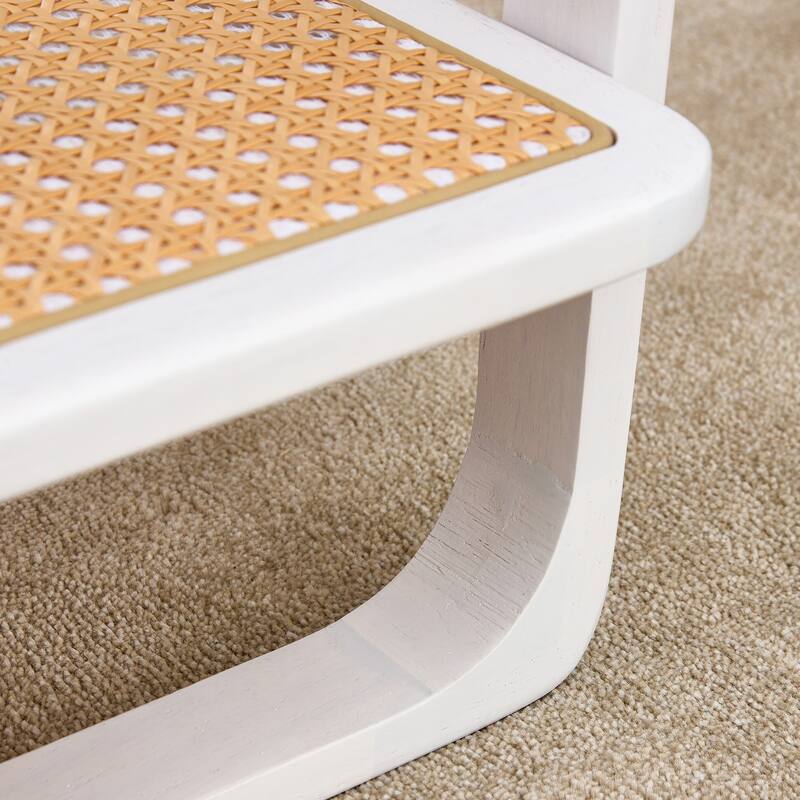 Coffee Table Solid Wood End Table Imitation Rattan Center Table