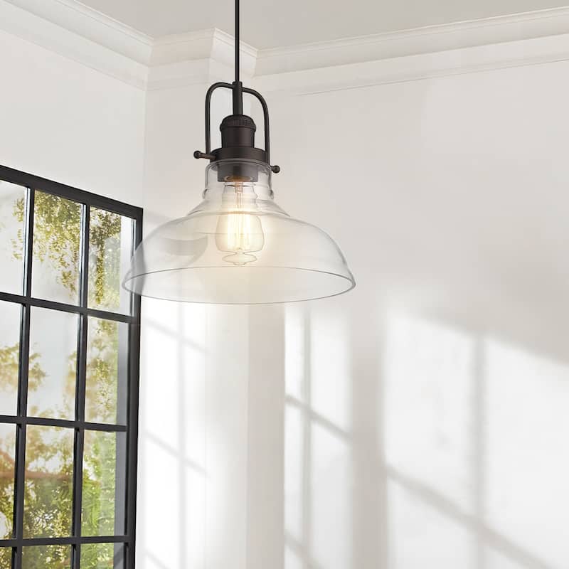 1-Light Pendant Lighting with Clear Glass Shade