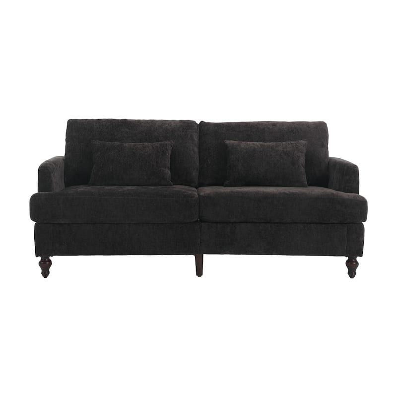 HOMEFUN Chenille Upholstered Wood Frame Loveseat with Armchair for Living Room