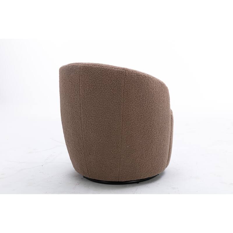 Teddy Fabric Swivel Barrel Chair with 360° Rotation & Metal Base