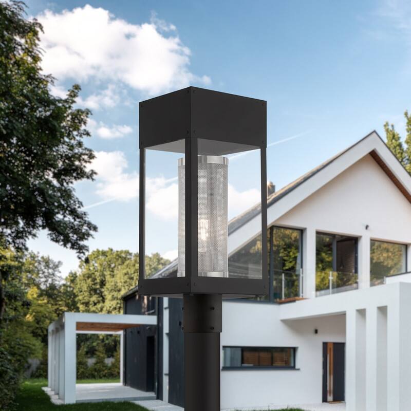 Livex Lighting 1-Light Black Outdoor Post Top Lantern, 20763-04 - 8"L x 7"W x 19"H