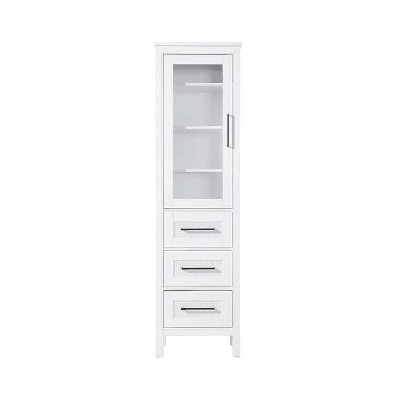 Winslow 16-28 Inch Bath Storage Glass Cabinet - White - 20"