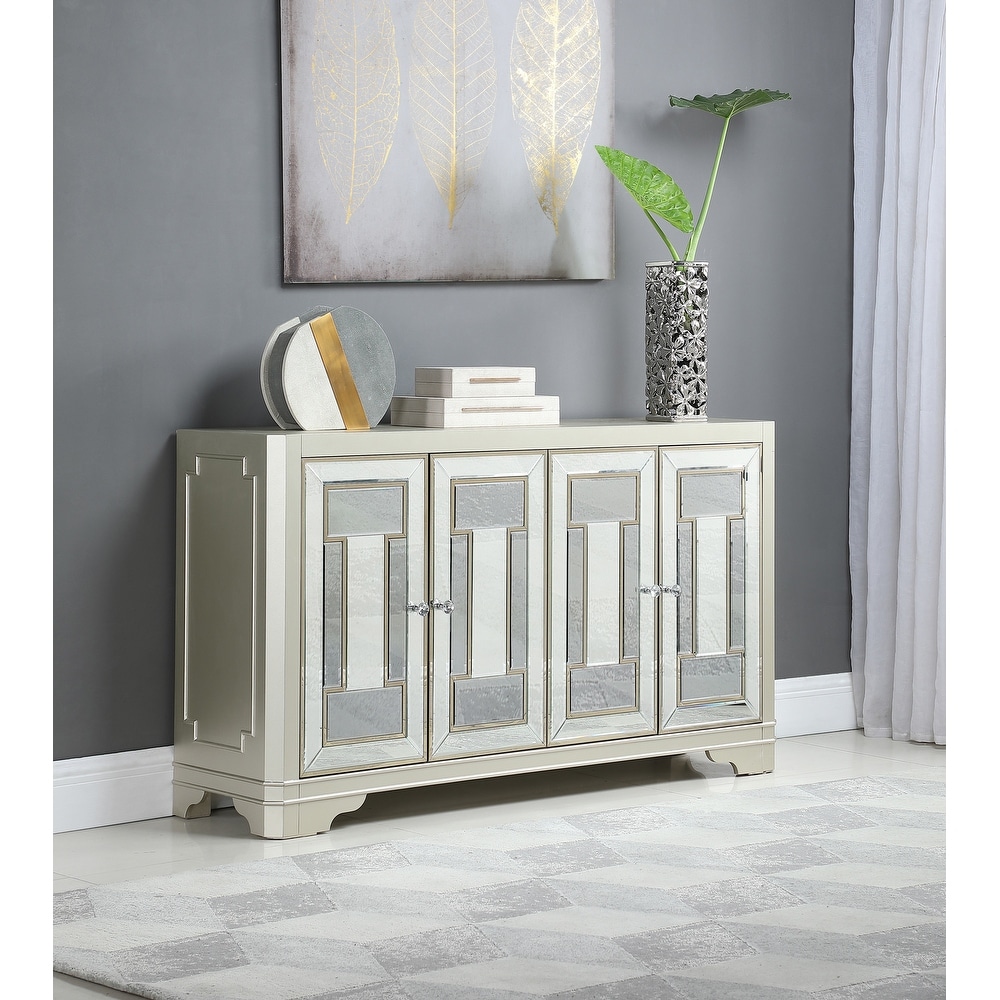 Adriane Smoke and Champagne 4-door Accent Cabinet
