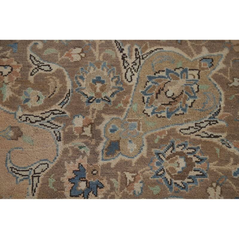 Hand Knotted Oriental 100% Wool Carpet Traditional Floral Peach Mashad Area Rug - 12' 5'' X 9' 4''