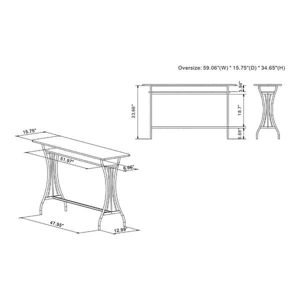 DH BASIC Industrial 60-inch Metal 1-Shelf Counter Height Table by Denhour
