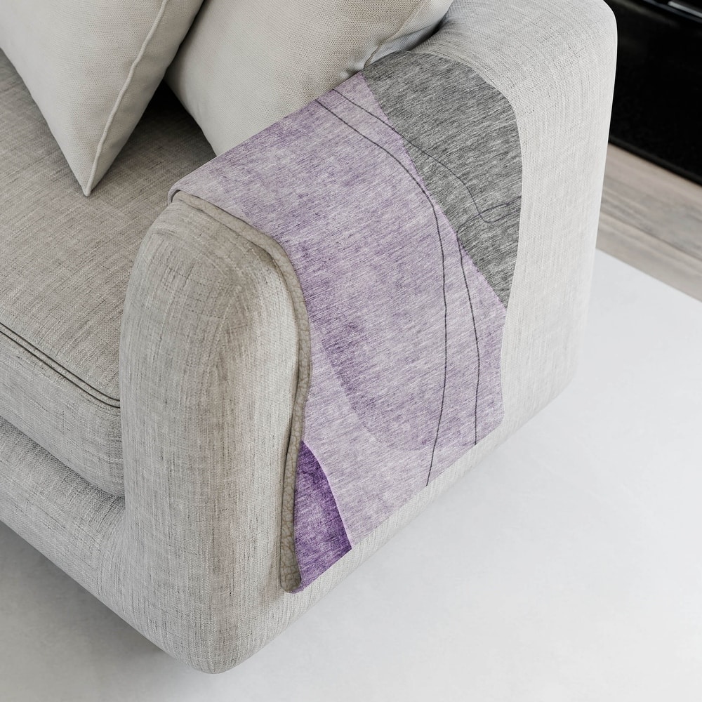 Premium Machine Washable Contemporary Abstract Sherpa Throw Blanket