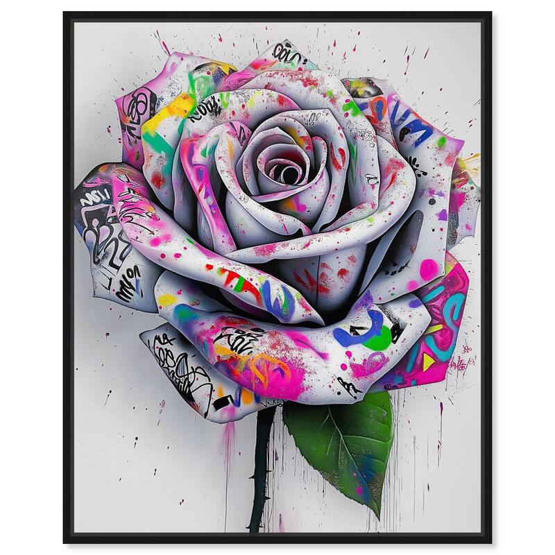 Graffiti Rose Canvas by Art Remedy - 24" x 30" - Black