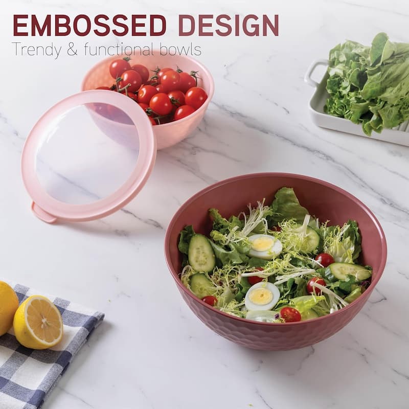 COOK WITH COLOR - 12 Piece Plastic Nesting Bowls - 6 Prep Bowls and 6 Lids, Microwave Safe