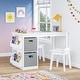 preview thumbnail 1 of 7, RiverRidge Kids Playroom Art Activity Table with 2 Cubbies and 2 Bookracks - White with 2 Gray Fabric Bins
