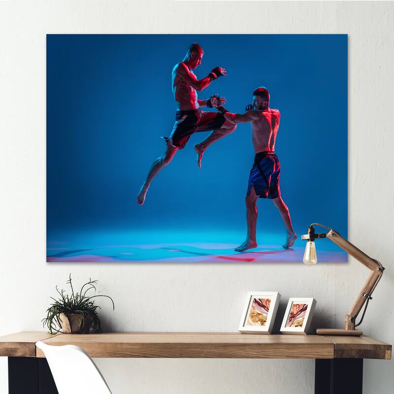 Designart "Two Mma Fighters Boxing" Sport Boxing Wall Art