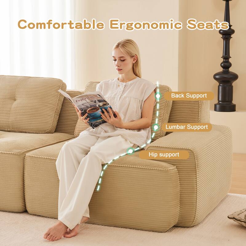 82" Modern Modular Sectional Sofa for Living Room, Corduroy Fabric, 2-Seater Couch with Deep Seat