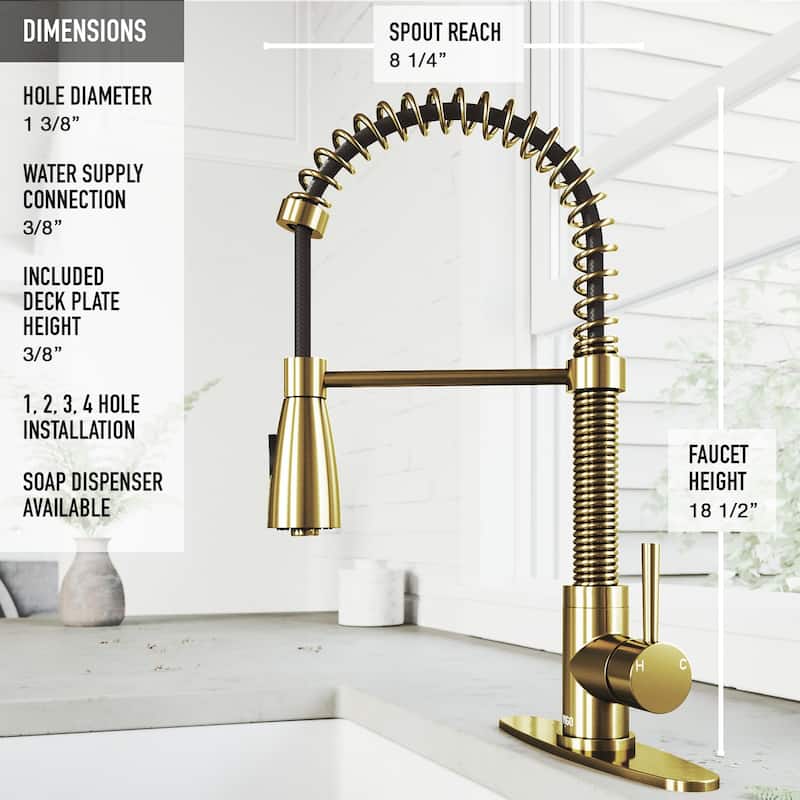 VIGO Brant 19" H Single Handle Pull-Down Sprayer Kitchen Faucet